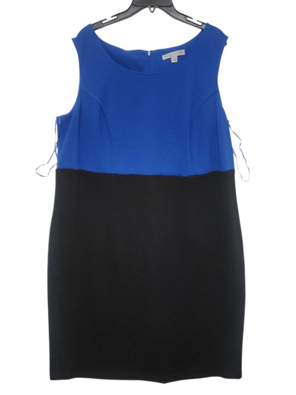 Danny & Nicole 20W Colorblock Sheath Dress Blue/Black Career Zip Modest